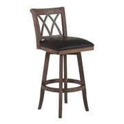 Armen Living Sonoma 30" Bar Height Swivel Wood Bar Stool with Finish and Brown Pu by Armen Living
