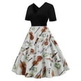 thumbnail image 2 of Pompotops Robe d'Été à Manches Courtes Col en V Imprimé Vintage pour Femmes, 2 of 8