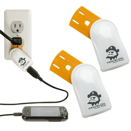 2 Travelon USB Power Pirate Travel Cell Phone Chargers Wall Outlet Hubs Ports 12556