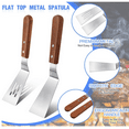 thumbnail image 3 of 3 Pieces Stainless Steel Cooking Spatula Set Flat Top Metal Spatula Stainless Steel Wire Cheese Cutter Tool Slotted Spatula with Wooden Handle for Grilling Frying and Cooking, 3 of 5
