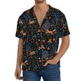 Zufioo fall fox deer bird Print Mens Button Down Short Sleeve Shirt