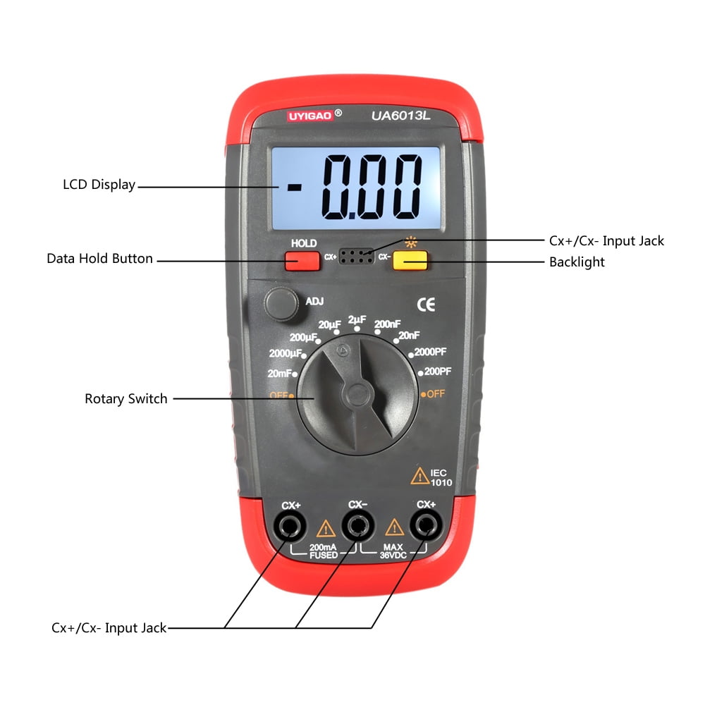 1PCS UA6013L Capacitor Digital Auto Range LCD Monitor Capacitance Tester Meter 
