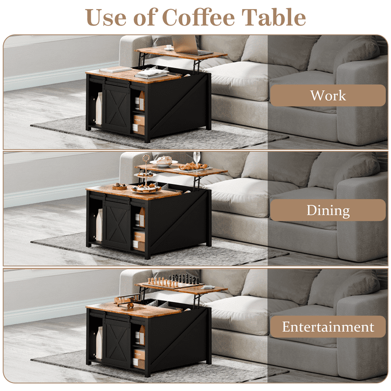 Waleaf Wooden Convertible Coffee Table, Lift Top Coffee Table with