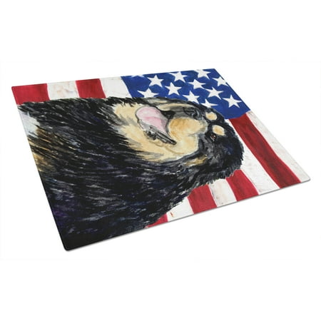 

Carolines Treasures SS4039LCB USA American Flag with Tibetan Mastiff Glass Cutting Board Large 12H x 16W multicolor