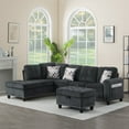 thumbnail image 2 of BSHTI 94.49”L-Shaped Modular Sectional Sofa, with Convenient Storage Ottoman, Corduroy Fabric, Drop-Down Middle Backrest with Two Built-In Cup Holders, Dark Gray, 2 of 15