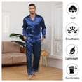 thumbnail image 6 of Mens Silk Pajamas Set Long Sleeve Satin Pajamas Set for Men 2 Piece Mens Button Down Pajamas Set with Long Pants Mens Silk Loungewear Sets with Pockets, S-XXL, 6 of 13