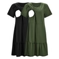 thumbnail image 6 of Youmylove Womens Nursing Dress Breastfeeding Casual Maternity Dresses Short Sleeve Ruffle Hem Swing Dresses 2 Pack Photoshoot Baby Shower Pregnancy Clothes, 6 of 9