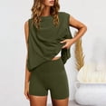 thumbnail image 2 of Bixock Women's 2 Piece Casual Set,Tank Top Shorts Outfits,Solid Loose Top Fitted Sports Leisure Sleeveless Crew Neck Set, 2 of 5