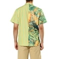 thumbnail image 3 of INSPIRE CHIC Men's Floral Stripes Patchwork Button Down Summer Printed Shirts S Yellow Green, 3 of 6