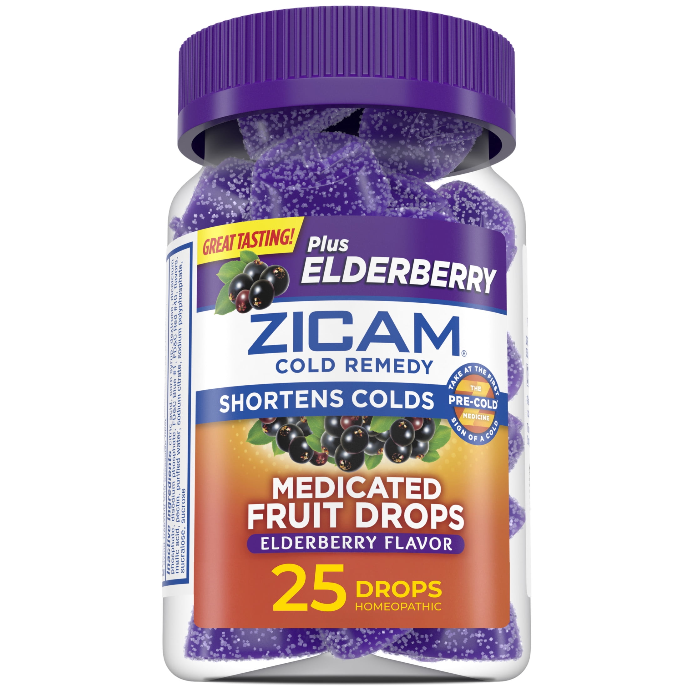 Zicam Cold Remedy Zinc Medicated Fruit Drops, Elderberry