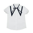 thumbnail image 5 of Paiwinds Girls Classic Button Down Short Sleeve Shirt Soft Nylon Spandex School Uniform Blouse with Collar for Summer Daily and Dressy Wear, 5 of 6
