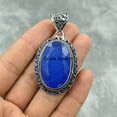 thumbnail image 2 of Solid 925 Sterling Silver Pendant For Women Men, Genuine Oval Blue Sapphire Gemstone Amazing Handcrafted September Birthstone Jewelry, 2 of 5