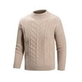 thumbnail image 4 of Men's Pullover Sweater Casual Crewneck Cable Knit Top Long Sleeve Classic Soft Knitted Sweaters with Ribbing Edge (M, Khaki), 4 of 7