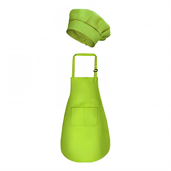 AUQ Kids Apron,Low-Weight Build for Kid Waterproof Apron,Polyester Fabric Texture Kids Aprons for Cooking,Green