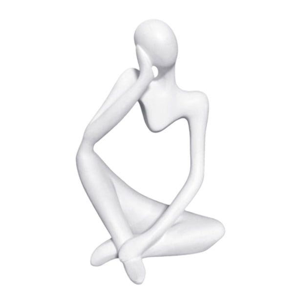 Figura de escultura de pensador artístico elegante, coleccionable, obra de arte blanca Usando la mano izquierda