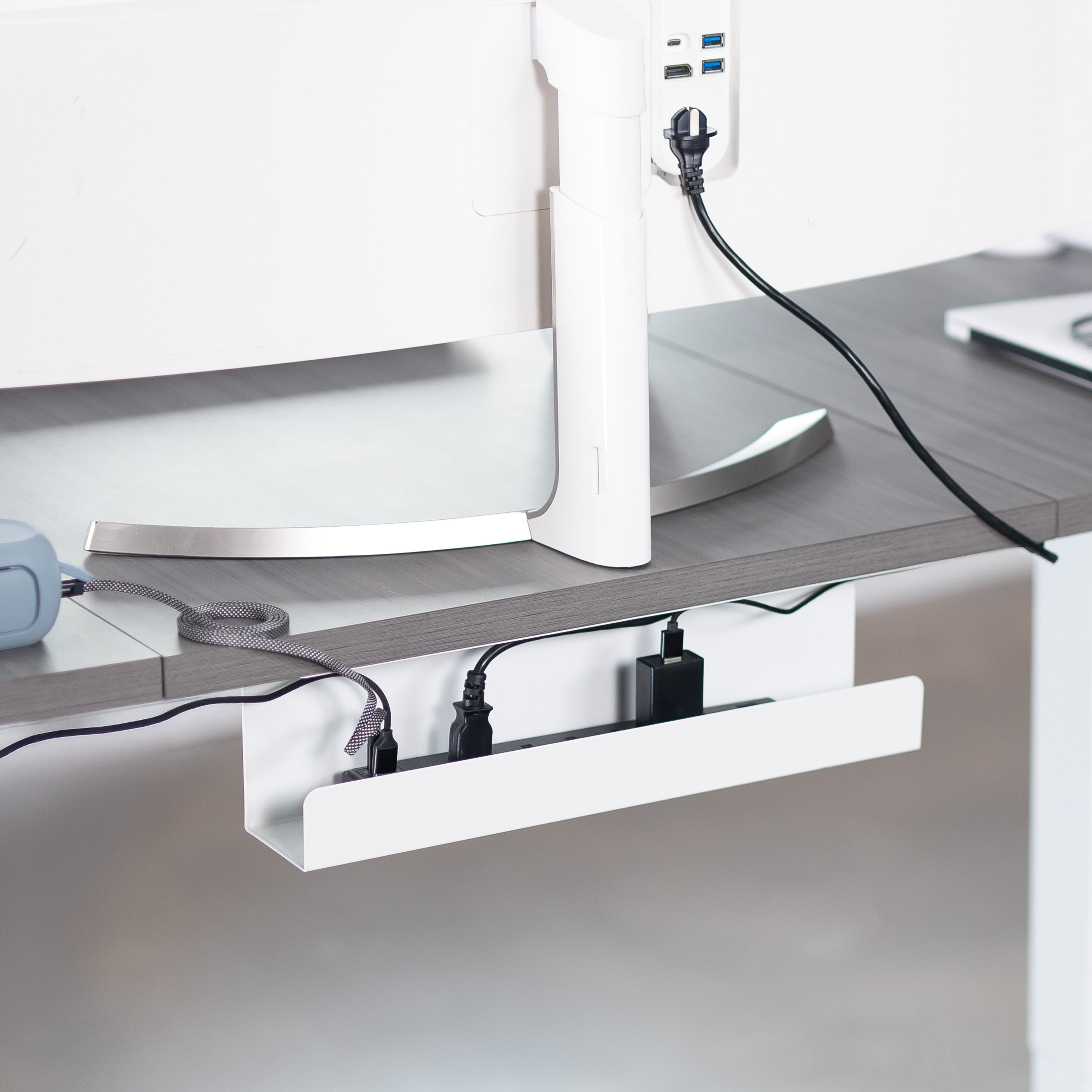 VIVO White Under Desk 17" Cable Management Tray, Wire Organizer, Cord Holder
