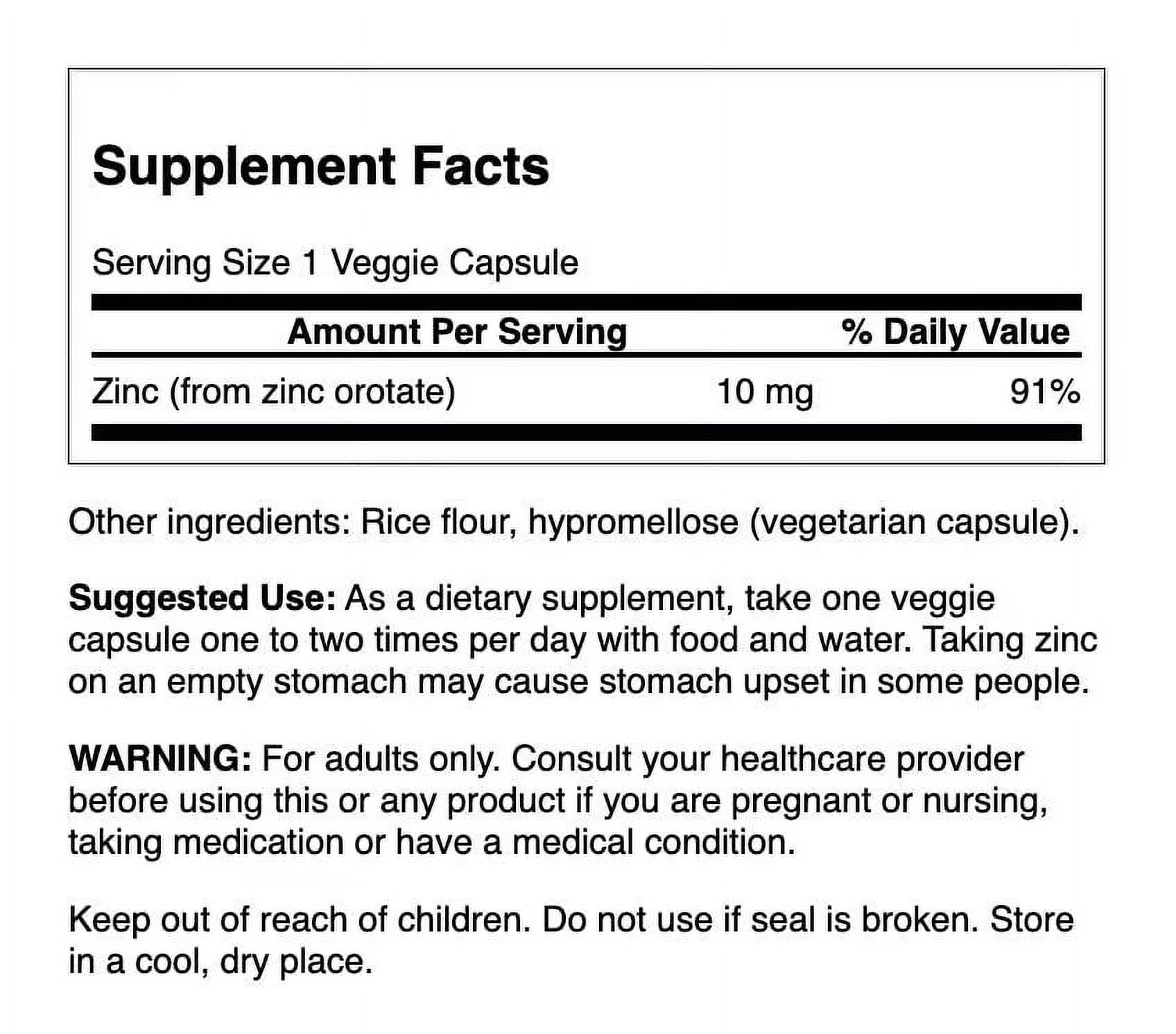 Swanson Zinc Orotate 10 Milligrams Elemental Zinc 60 Veg Capsules 2 Pack