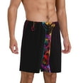 thumbnail image 2 of Balery Neon Psychedelic Giraffe Pantalones cortos de pijama de punto de algodón para hombre con cinturilla y bolsillos-Large, 2 of 6