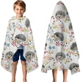 thumbnail image 3 of Cute Hedgehog and Mushroom Hooded Bath Towel，50"x30" for Ages 3 To 12 Kids, Quick Dry Lightweight Soft Microfiber Hood Beach Towel Cover Up for Kids, 3 of 7