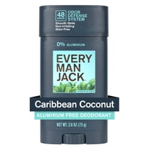 Every Man Jack Men's Deodorant - 48-Hour Odor Defense - Aluminum Free - Caribbean Coconut Scent - 2.6 oz