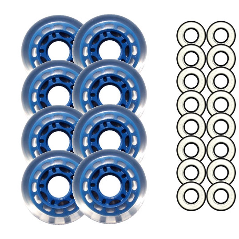 Blue Blank 72mm 78A Inline INDOOR Skate Wheels +ABEC 9s