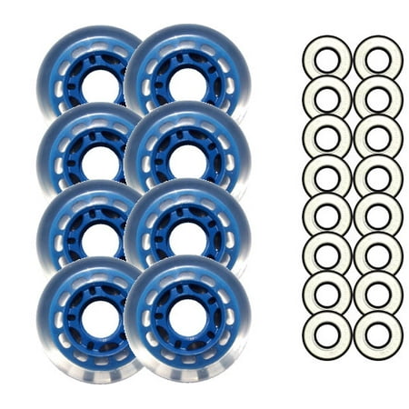 Blue Blank 68mm 78A Inline INDOOR Skate Wheels +ABEC 5s