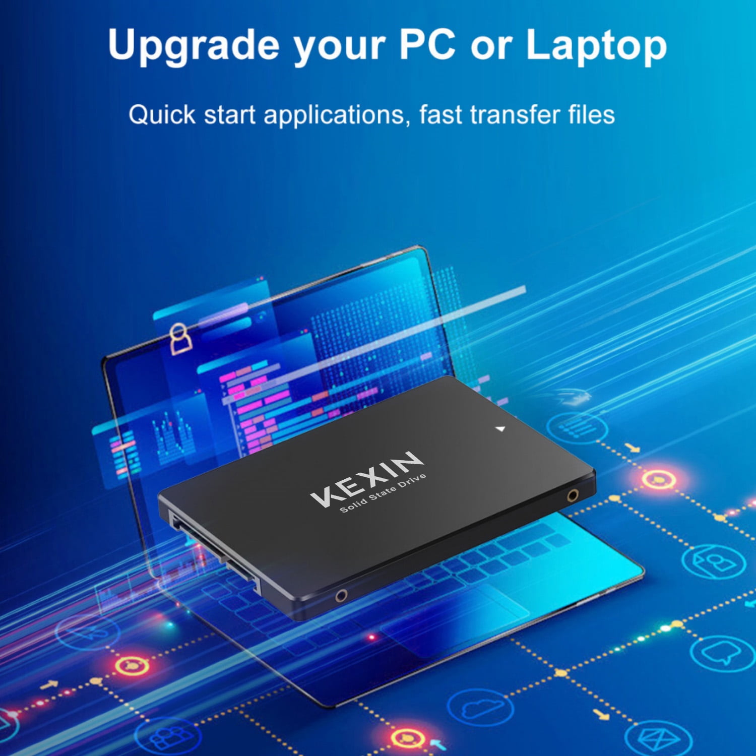 KEXIN 512GB Internal SATA III 2.5 Inch SSD with 3D NAND Flash Up