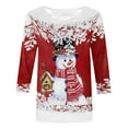 thumbnail image 4 of Christmas Shirts for Women 3/4 Sleeve,Christmas Shirts for Women 3/4 Sleeve Plus Size Tops 2024 Funny Ugly Xmas Tree Snowflakes Snowman Print Casual Blouse, 4 of 4