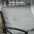 thumbnail image 6 of Outsunny 3 Piece Rocking Chair Bistro Set, Outdoor Wicker Porch Conversation Set with 2 Rockers, Table, Tufted Cushions for Garden, Light Gray, 6 of 9