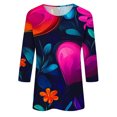 thumbnail image 5 of Dihao Women 3/4 Sleeve Tops Plus Size Casual Round Neck Valentine's Day Love/Rose Printing Blouse Spring Summer Loose Fit Tops Basic Pullover Lightweight Trendy Outdoor Blouse, 5 of 5