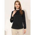 thumbnail image 4 of INSPIRE CHIC Blusa De Satén De Manga Larga Con Escote Plisado Elegante Para Mujer Negro XS, 4 of 4