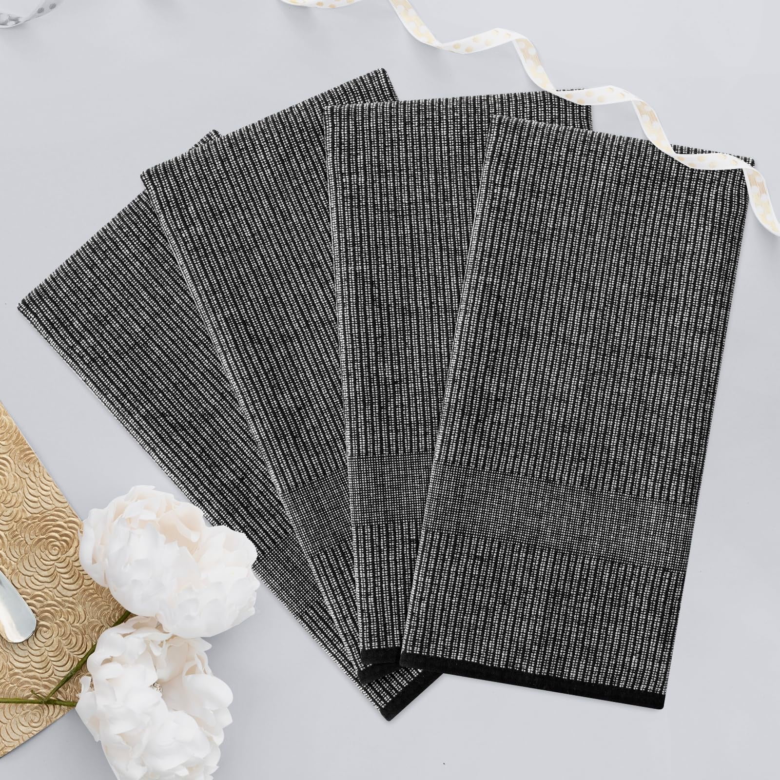 decorUhome Premium Kitchen Towels(18"x 28", 6 Pack), Large Cotton Kitchen Hand Towels, Black