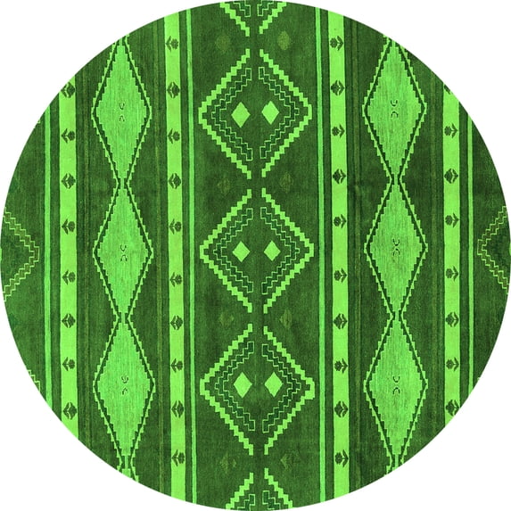 Ahgly Company Indoor Round Abstract Green Modern Area Rugs, 6' Round