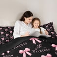 thumbnail image 4 of Manfei Princess Bowknot Twin Comforter Sets For Girls,Pink Dreamy Bow Print Bedding Set For Kids,Black Reversible,2 Pieces, 4 of 7