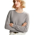 thumbnail image 2 of Womens Sweaters Crew Neck Long Sleeve Tops Knit Soft Pullover Sweaters Cozy Dressy Casual Shirts Fashion Clothing Light Gray XL, 2 of 9