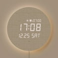thumbnail image 1 of Mooas Luna Llena Led Silencioso Reloj De Pared Digital De Madera con Control Remoto Luz De Fondo Luz Nocturna Reloj De Pared De Madera Digital Amanecer Alarma Melodía 5 Niveles Brillo Moderno Decorati, 1 of 9
