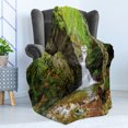 thumbnail image 4 of Waterfall Soft Flannel Fleece Throw Blanket, Waterfall in Spring Season Like Winter in Bulgaria with Trees and Bushes, Cozy Plush for Indoor and Outdoor Use, 70" x 90", Green and White, by Ambesonne, 4 of 5