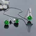 thumbnail image 4 of Gem Stone King 2.40 Ct Round Simulated Emerald 925 Silver Pendant and Earrings Jewelry Set 18 inches Chain, 4 of 5