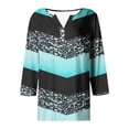 thumbnail image 4 of Blusas de Manga Corta para las Mujeres Impresas 3/4 Manga Cuello Redondo Blusa Casual, Ligero Diario Superior, 4 of 5