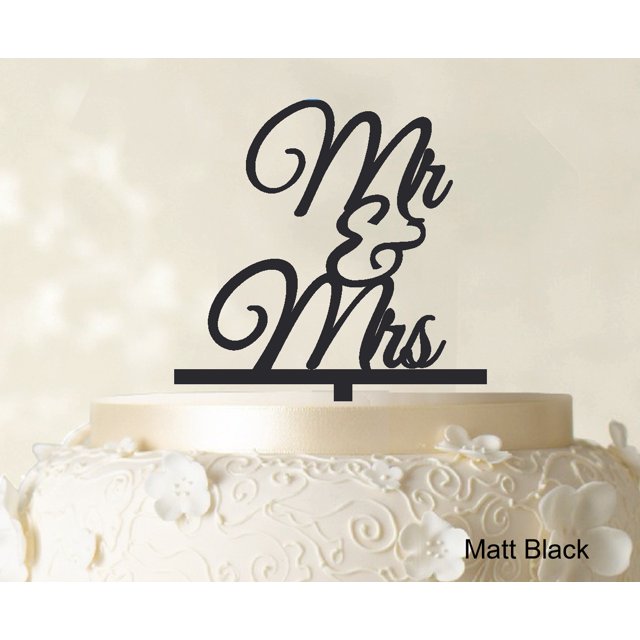 Mr And Mrs Wedding Cake Topper Matt Black Cake TopperColor Option Available 4-5 Inches Wide