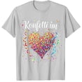 thumbnail image 1 of Tops de Manga Corta Roja para las Mujeres Confetti Corazón Impresión V-Cuello Camiseta, Tops de Manga Corta de la Mujer Casual para la Fiesta Y el Uso Diario, 1 of 2