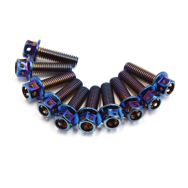 10Pcs M6x20 Tornillos para Motocicleta Unique Bargains Aleación de Titanio Colorido Pernos Hexagonal