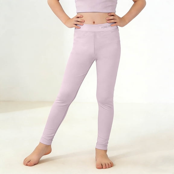 ZACPNCV Girls Full Length Leggings Stretchy Solid High Waist Yoga Pants for Kids Summer Casual School Dance Active Tights