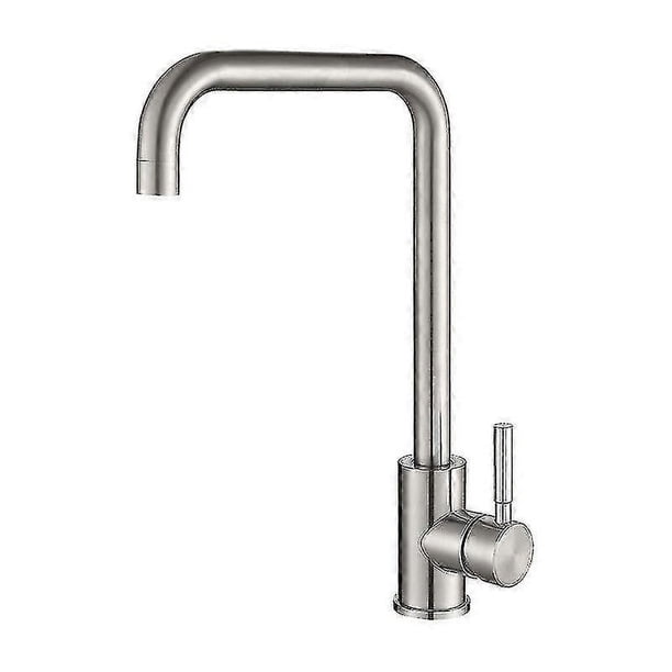 Grifo de cocina de un solo nivel de acero inoxidable con arco alto, 7 formas, color negro mate, para agua caliente y fría