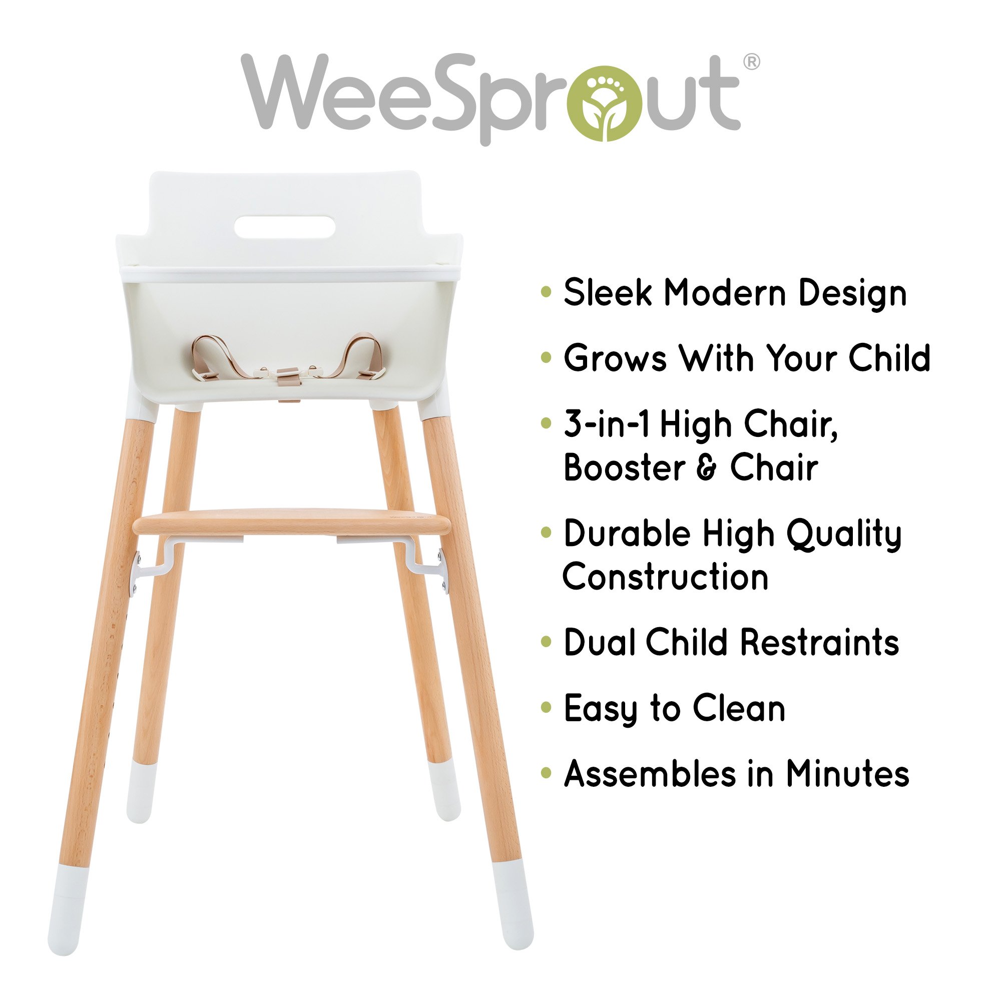 3 in 1 wooden high chair