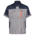 thumbnail image 4 of Alvivi Men's Short Sleeve Mechanic Work Shirt Front Zip Industrial Uniform Workshop Factory Workwear Navy Blue&Gray 185/3XL, 4 of 7