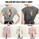 thumbnail image 4 of Camiseta deportiva para mujer Hollow Out Split Back O Neck Short, 4 of 8