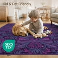 thumbnail image 4 of ODIKA 6'x9' Purple Tone Ornate Boho Statement Decorative Symmetry Plum Magenta Washable Area Rug None Non-Slip, Chair-Friendly, for Dining Room, Under Table, Office Décor, 4 of 7
