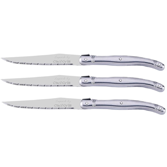 Cuchillos de Acero Inoxidable LanguioleSilver 3 pzas 23 cm Plata Acero Inoxidable Cuchillo para carne.