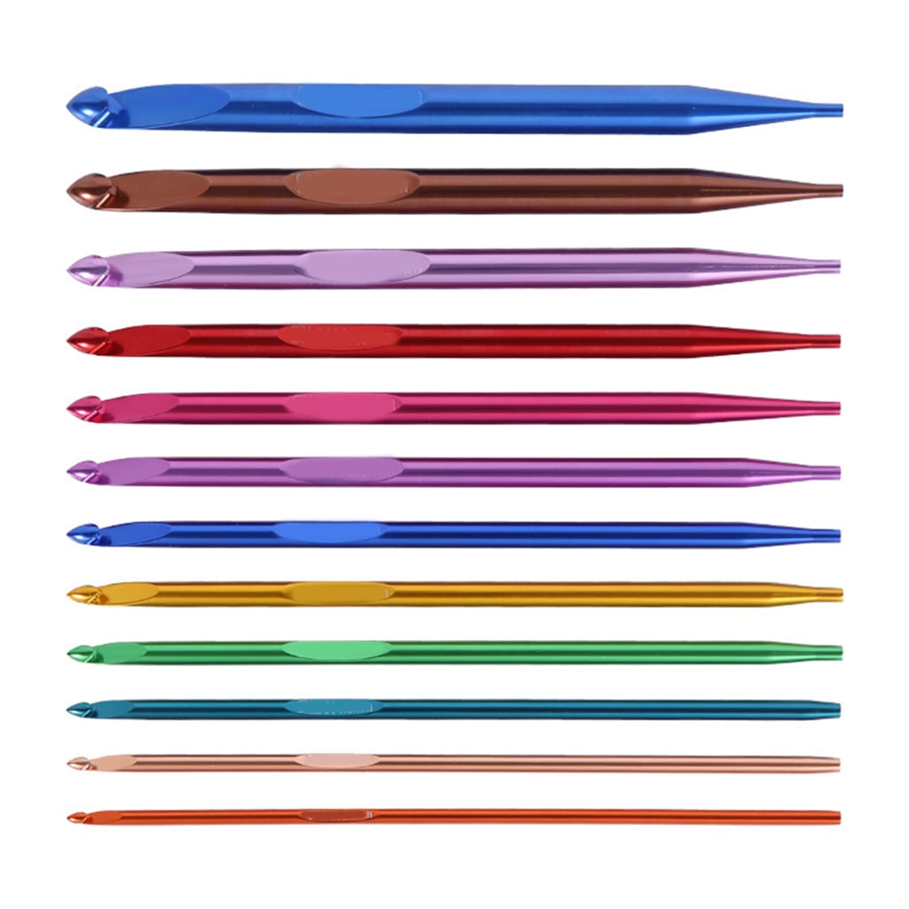 12Pcs Detachable Aluminum Alloy Tunisian Crochet Hook Interchangeable Circular Knitting Needle with Bag for Weaving